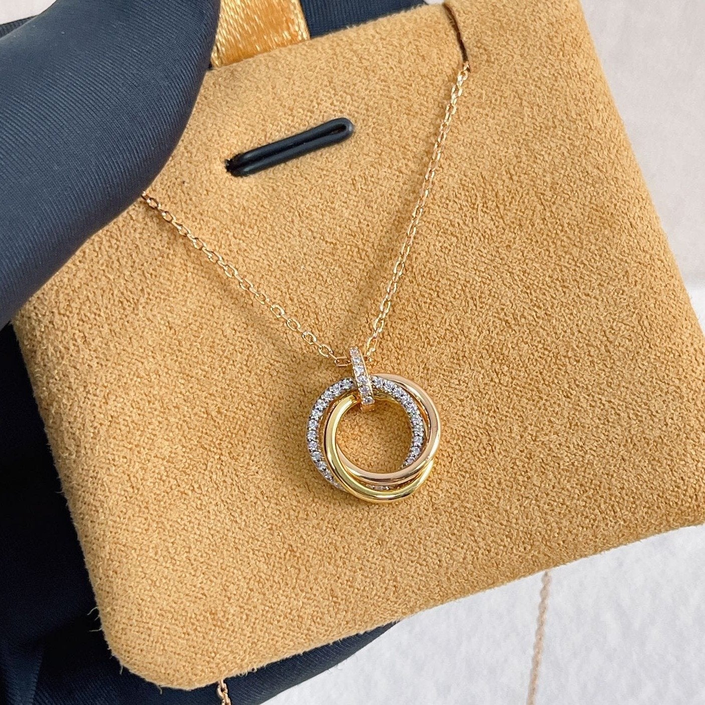 [Regal Gem]TRINITY NECKLACE SILVER GOLD PINK GOLD DIAMONDS