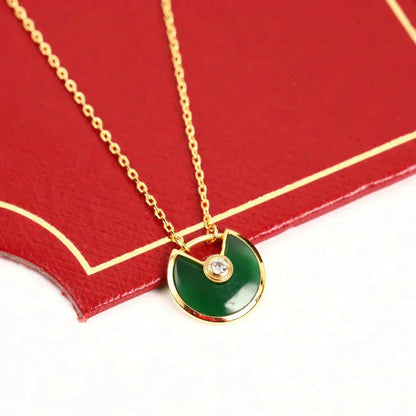 [Regal Gem]AMULETTE GOLD MALACHITE NECKLACE