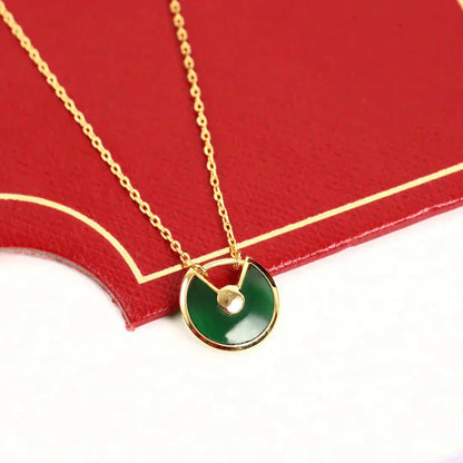 [Regal Gem]AMULETTE GOLD MALACHITE NECKLACE