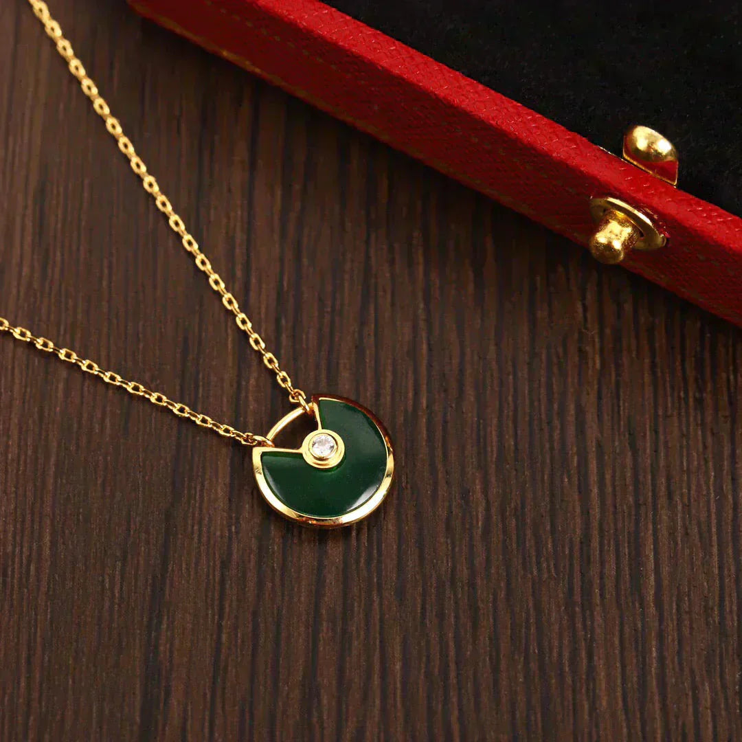 [Regal Gem]AMULETTE GOLD MALACHITE NECKLACE