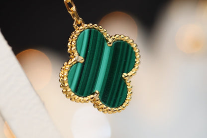 [Regal Gem]CLOVER EARRINGS GOLD MALACHITE DIAMOND 3 MOTIF