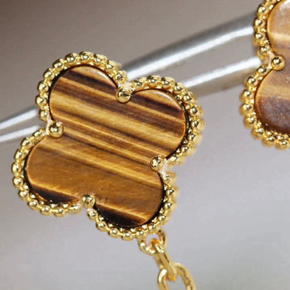 [Regal Gem]CLOVER  2 MOTIF  TIGER EYE CARNELIAN EARRINGS