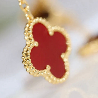 [Regal Gem]CLOVER  2 MOTIF  TIGER EYE CARNELIAN EARRINGS
