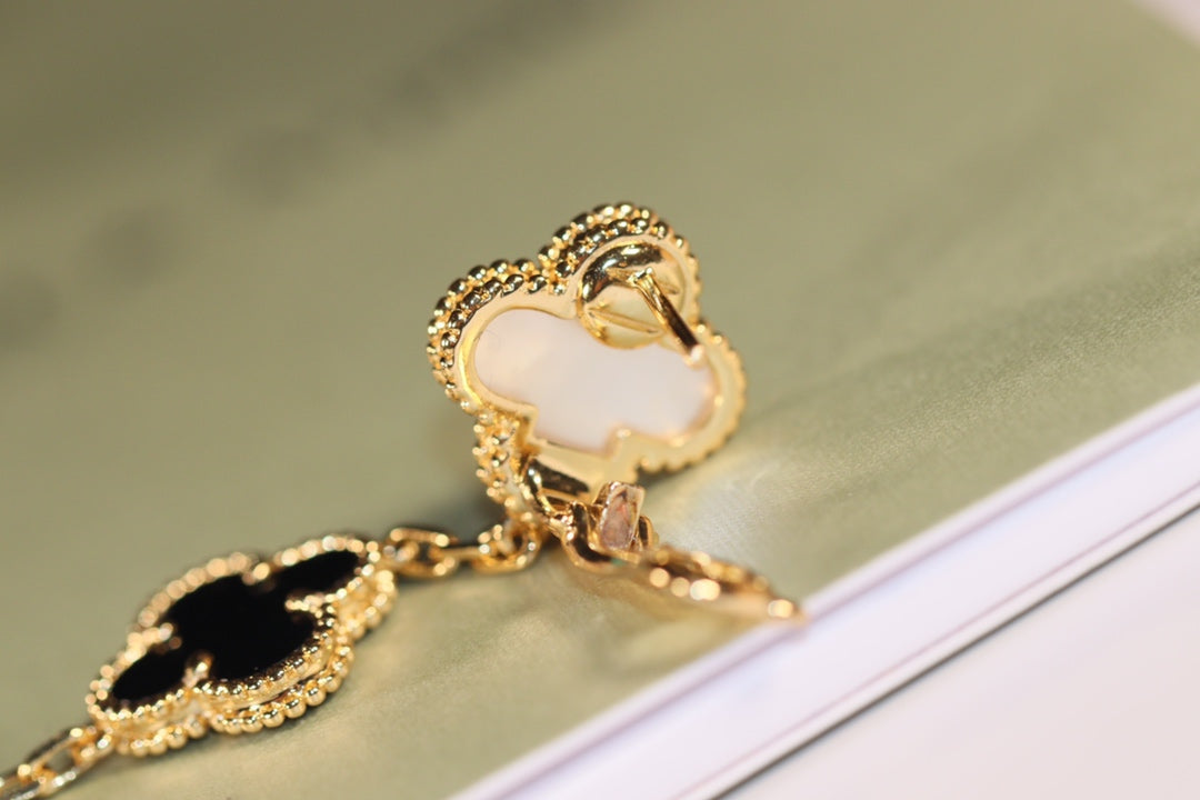 [Regal Gem]CLOVER EARRINGS GOLD ONYX MOP 3 MOTIF