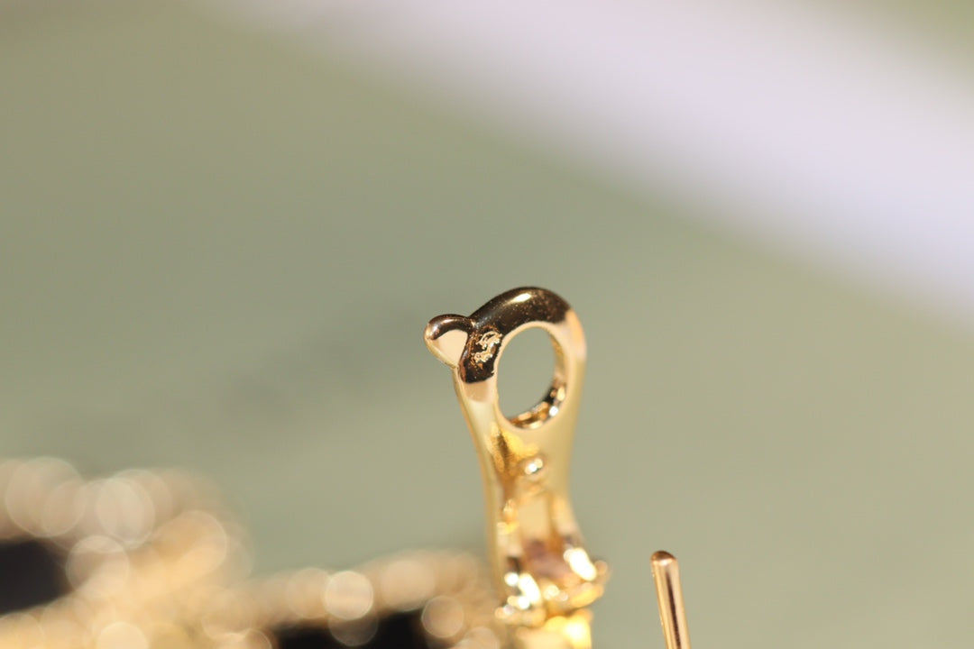 [Regal Gem]CLOVER EARRINGS GOLD ONYX MOP 3 MOTIF