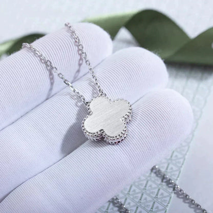 [Regal Gem]CLOVER  15MM DIAMOND LASER NECKLACE SILVER