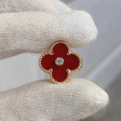 [Regal Gem]CLOVER MEDIUM 1 MOTIFS CARNELIAN  DIAMOND earrings