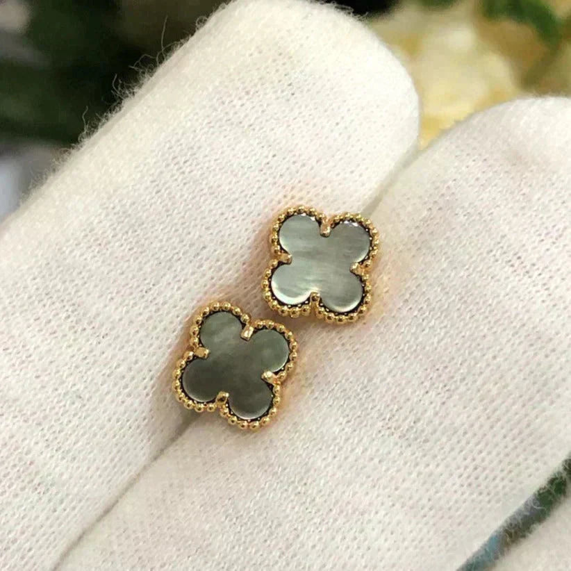 [Regal Gem]CLOVER MINI 9.5MM GRAY MOP EARRINGS