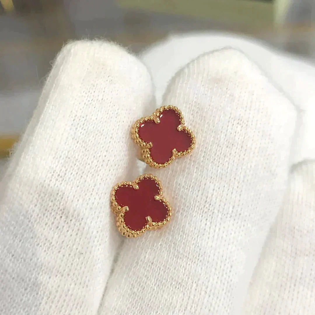 [Regal Gem]CLOVER MINI 9.5MM CARNELIAN EARRINGS