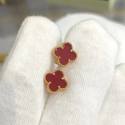 [Regal Gem]CLOVER MINI 9.5MM CARNELIAN EARRINGS
