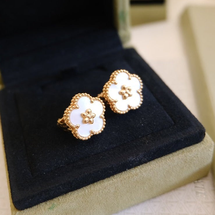 [Regal Gem]LUCKY PINK GOLD WHITE MOP EARRINGS