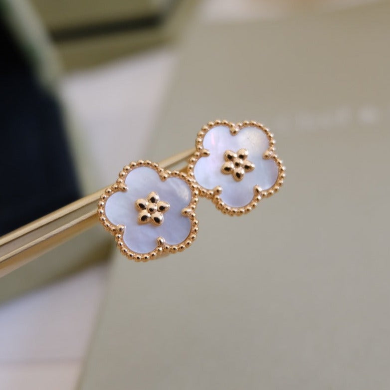 [Regal Gem]LUCKY PINK GOLD WHITE MOP EARRINGS