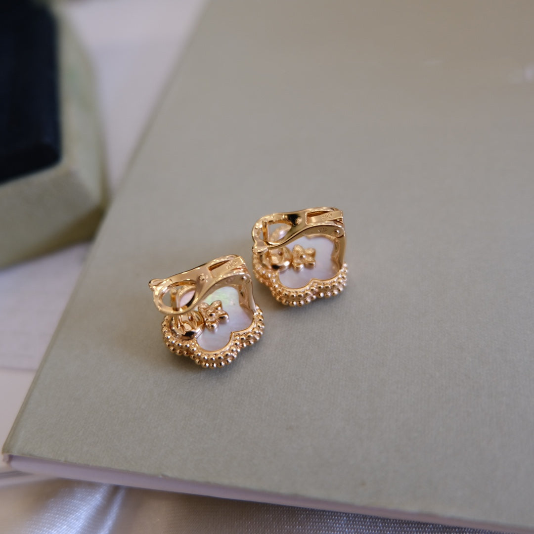 [Regal Gem]LUCKY PINK GOLD WHITE MOP EARRINGS