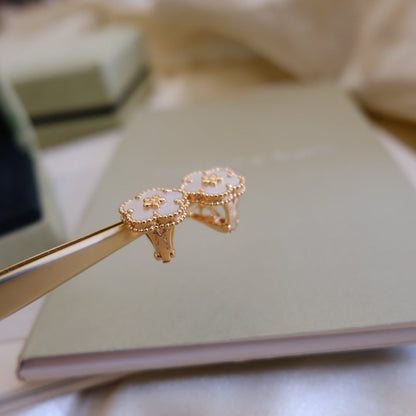 [Regal Gem]LUCKY PINK GOLD WHITE MOP EARRINGS