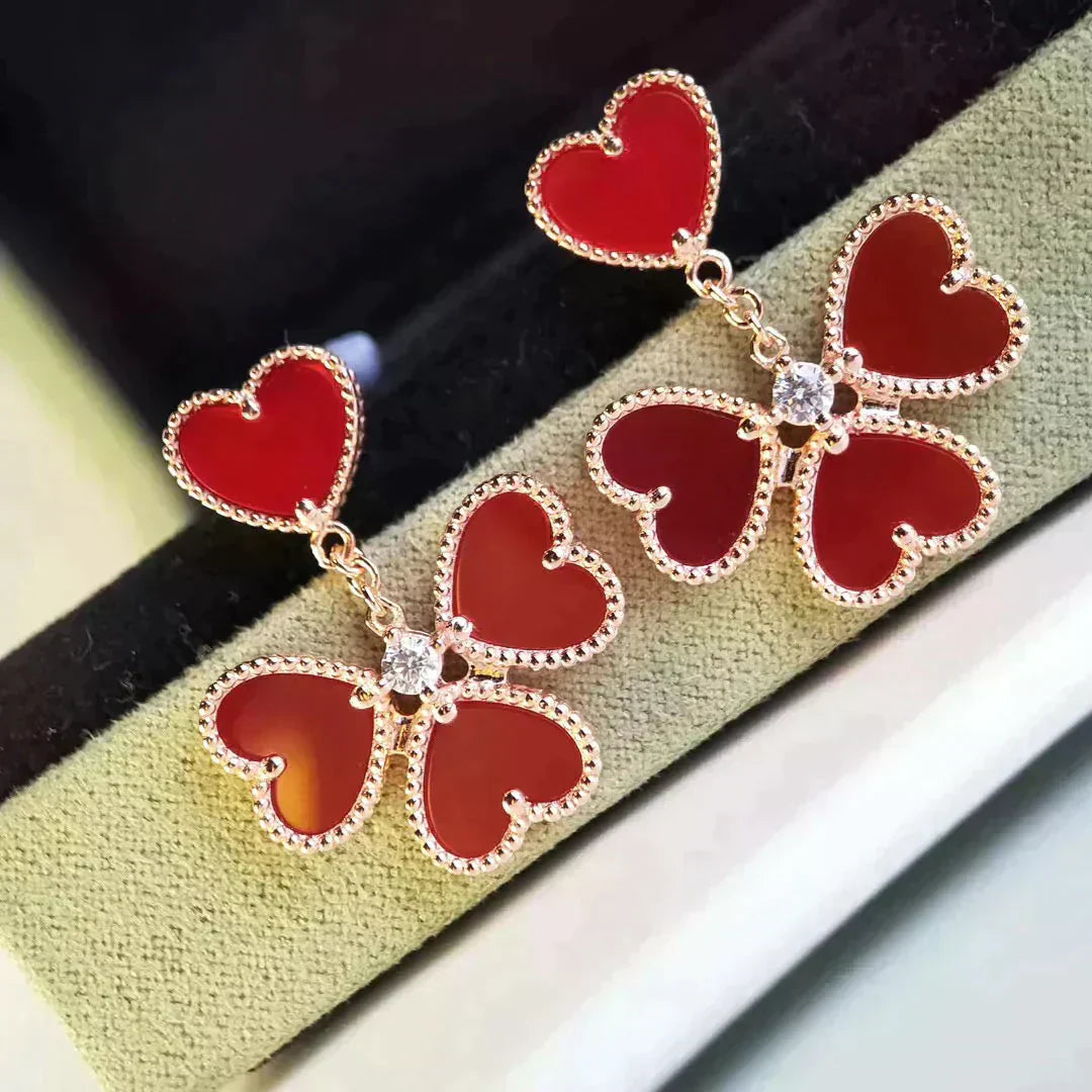 [Regal Gem]SWEET CLOVER CARNELIAN EARRINGS
