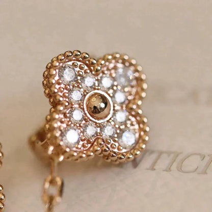 [Regal Gem]CLOVER MEDIUM 1 MOTIFS FUll DIAMOND EARRINGS