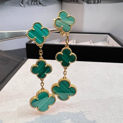 [Regal Gem]CLOVER MALACHITE 3 MOTIFS GOLD