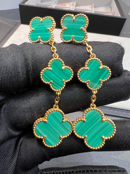 [Regal Gem]CLOVER MALACHITE 3 MOTIFS GOLD