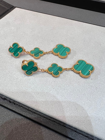 [Regal Gem]CLOVER MALACHITE 3 MOTIFS GOLD