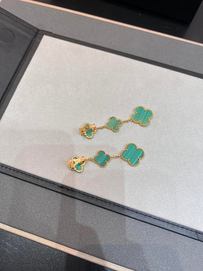 [Regal Gem]CLOVER MALACHITE 3 MOTIFS GOLD