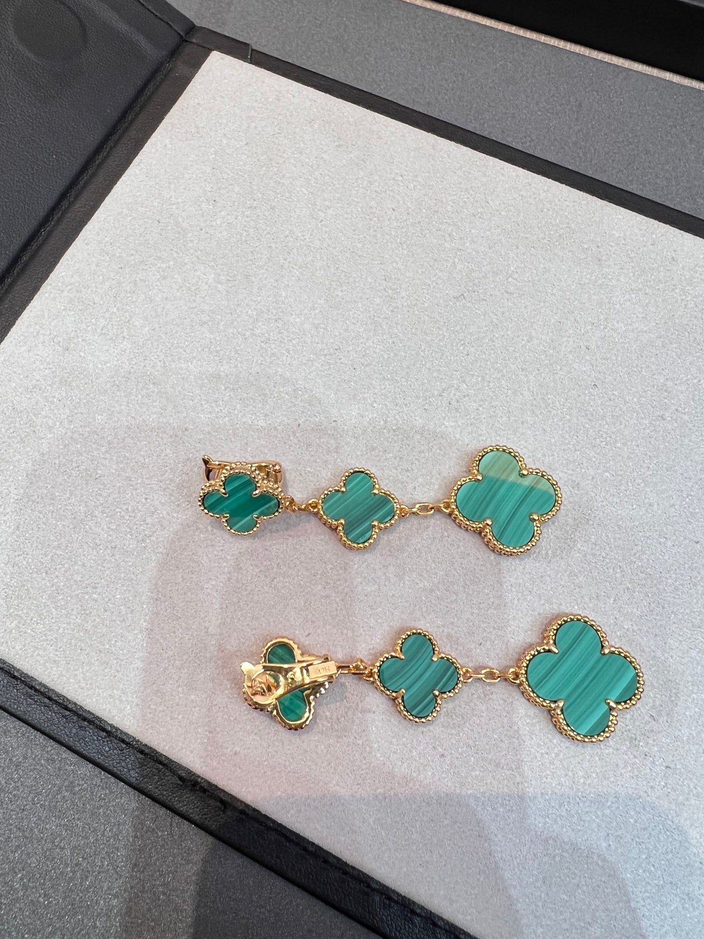 [Regal Gem]CLOVER MALACHITE 3 MOTIFS GOLD