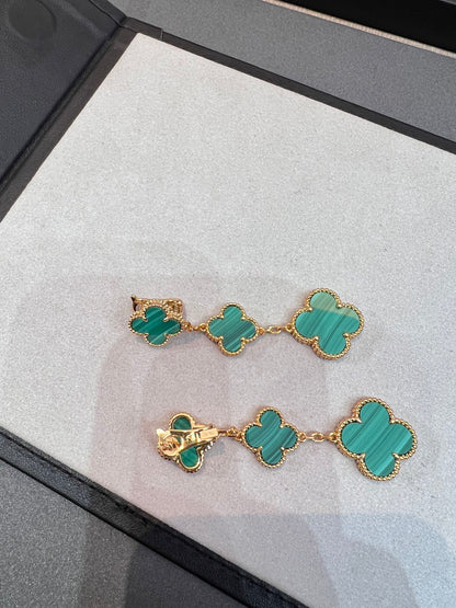 [Regal Gem]CLOVER MALACHITE 3 MOTIFS GOLD