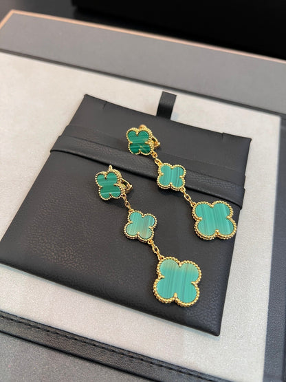 [Regal Gem]CLOVER MALACHITE 3 MOTIFS GOLD