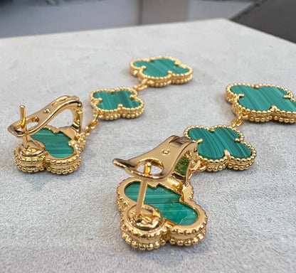 [Regal Gem]CLOVER MALACHITE 3 MOTIFS GOLD