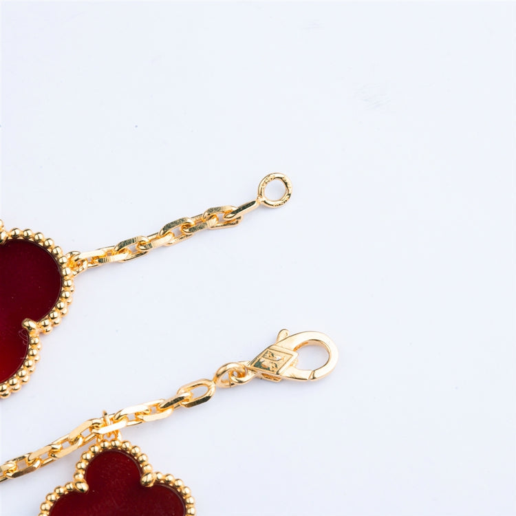 [Regal Gem]CLOVER BRACELET 5 MOTIFS CARNELIAN TIGER EYE