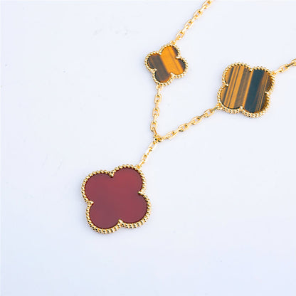 [Regal Gem]CLOVER BRACELET 5 MOTIFS CARNELIAN TIGER EYE