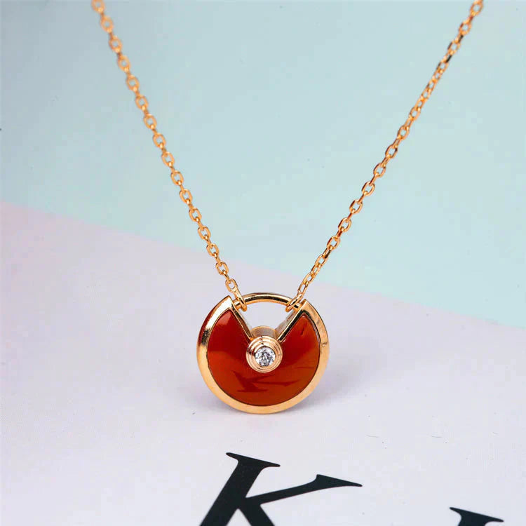 [Regal Gem]AMULETTE GOLD CARNELIAN ONYX NECKLACE