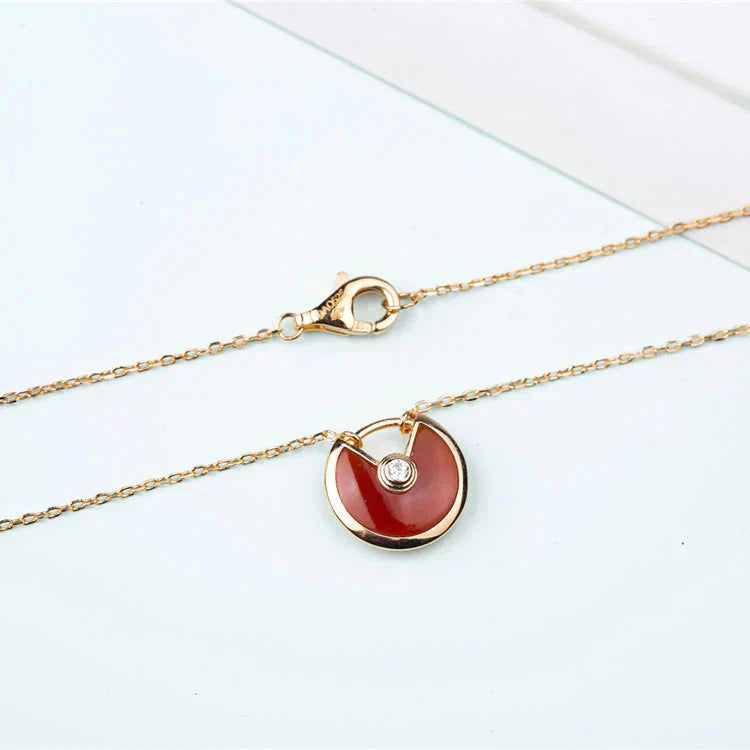 [Regal Gem]AMULETTE GOLD CARNELIAN ONYX NECKLACE