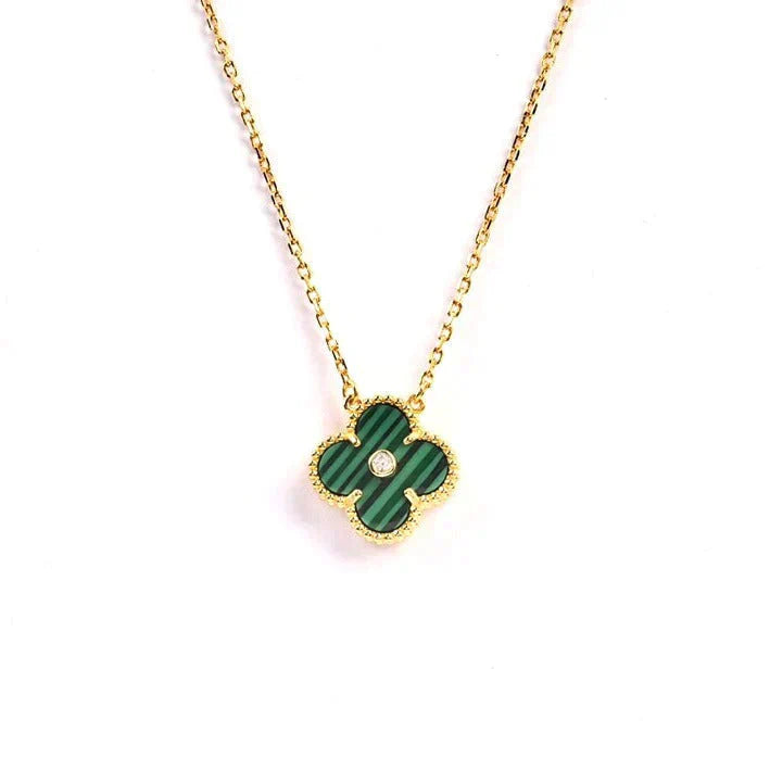 [Regal Gem]CLOVER 15MM DIAMOND TURQUOISE NECKLACE
