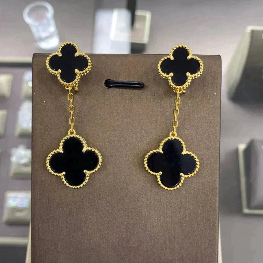 [Regal Gem]CLOVER 2 MOTIFS  EARRINGS (MULTIPLE CHOICESC