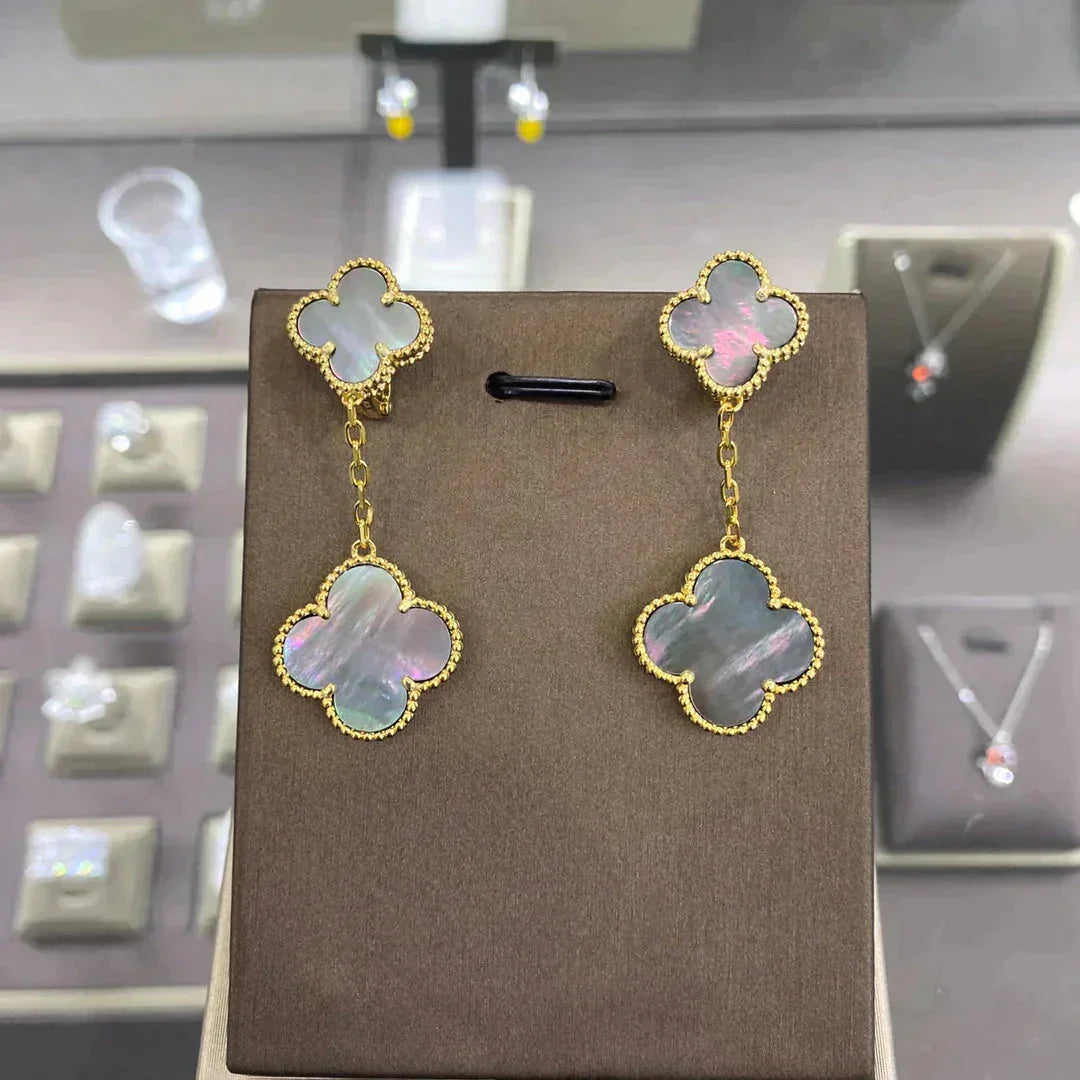 [Regal Gem]CLOVER 2 MOTIFS  EARRINGS (MULTIPLE CHOICESC