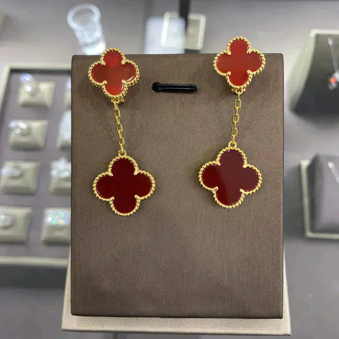 [Regal Gem]CLOVER 2 MOTIFS  EARRINGS (MULTIPLE CHOICESC