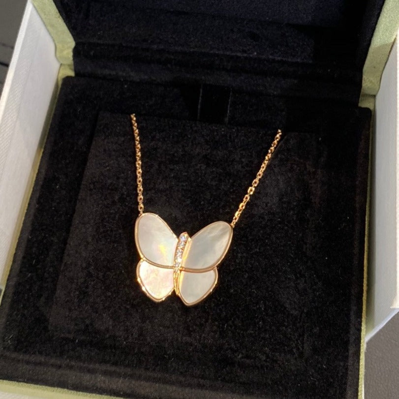 [Regal Gem]BUTTERFLY GOLD MOP DIAMOND NECKLACE