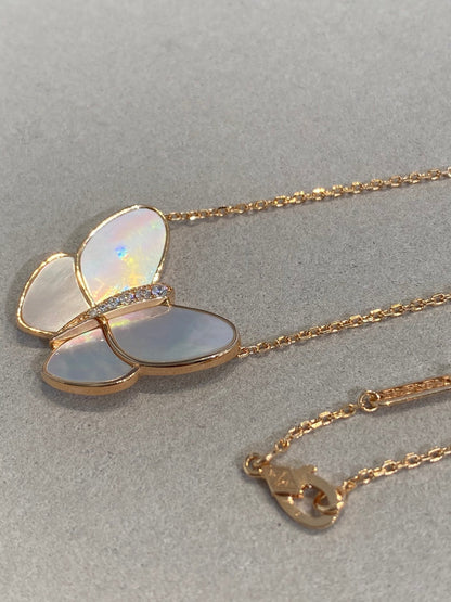 [Regal Gem]BUTTERFLY GOLD MOP DIAMOND NECKLACE