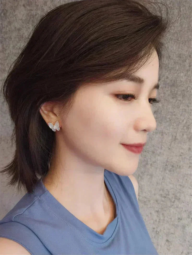 [Regal Gem]BUTTERFLY MOP DIAMOND EARRINGS