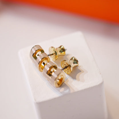 [Regal Gem]MINI POP H GOLD EARRINGS GREY