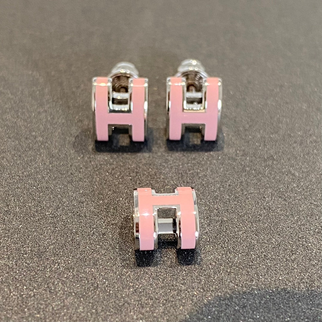 [Regal Gem]MINI POP H SILVER EARRINGS PINK