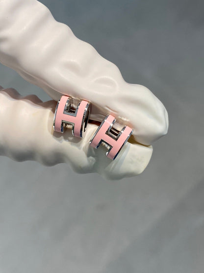 [Regal Gem]MINI POP H SILVER EARRINGS PINK