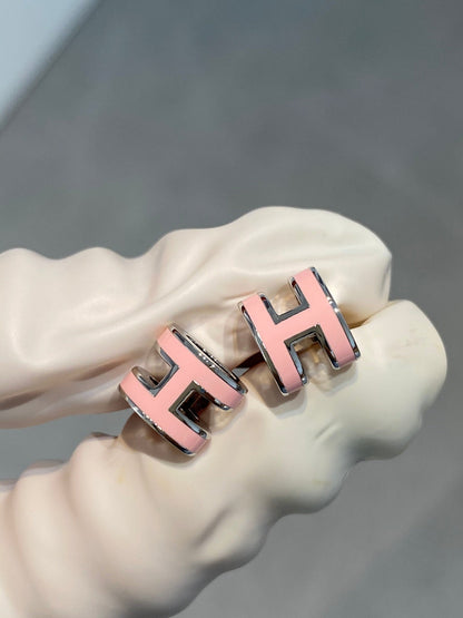 [Regal Gem]MINI POP H SILVER EARRINGS PINK