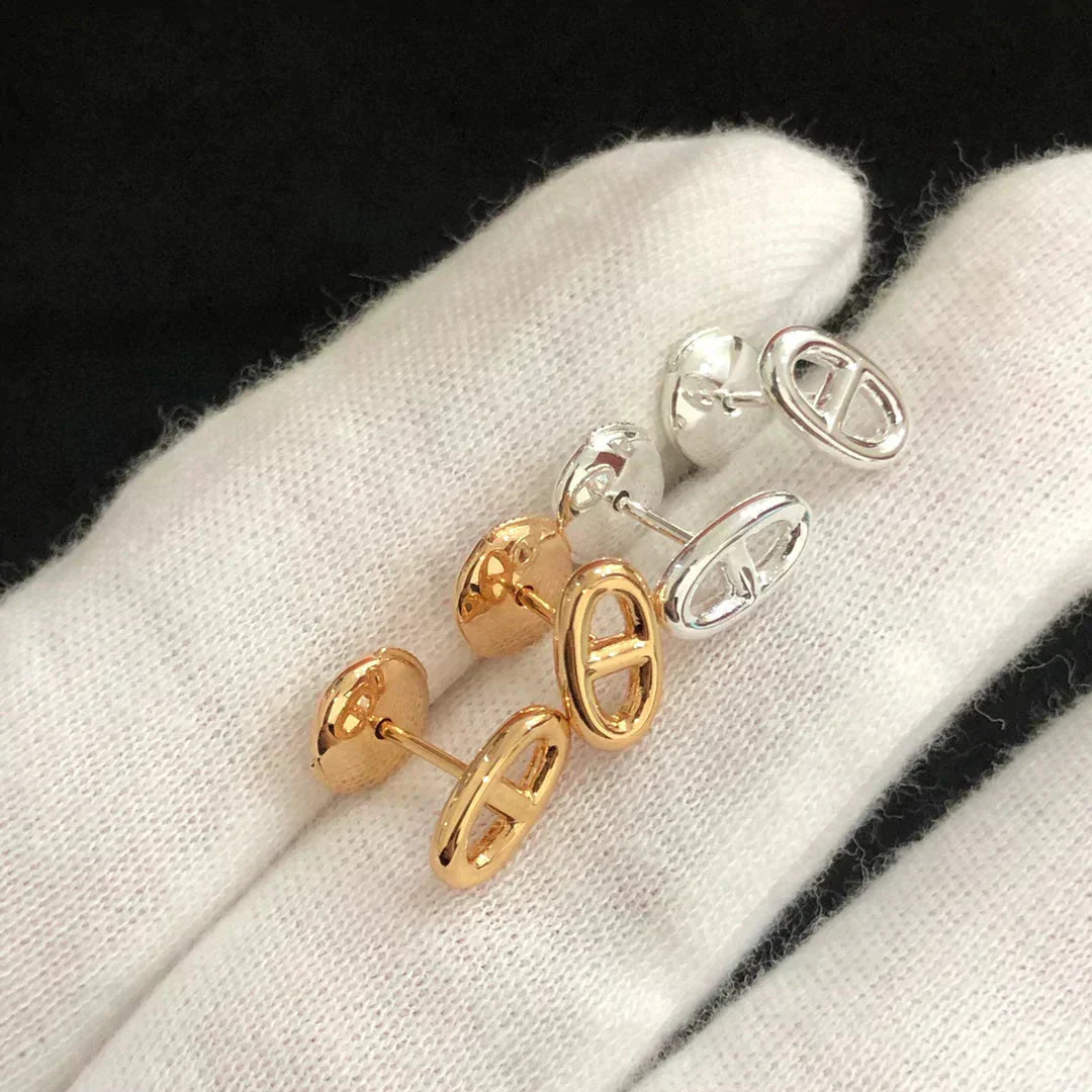 [Regal Gem]CHAINE SMALL EARRINGS GOLD AND SILVER