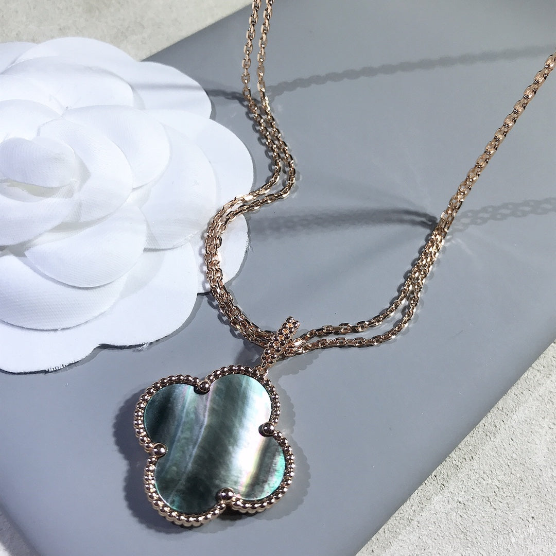 [Regal Gem]CLOVER 25MM GOLD DARK MOP BIG CLOVER NECKLACE
