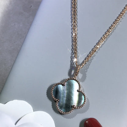 [Regal Gem]CLOVER 25MM GOLD DARK MOP BIG CLOVER NECKLACE