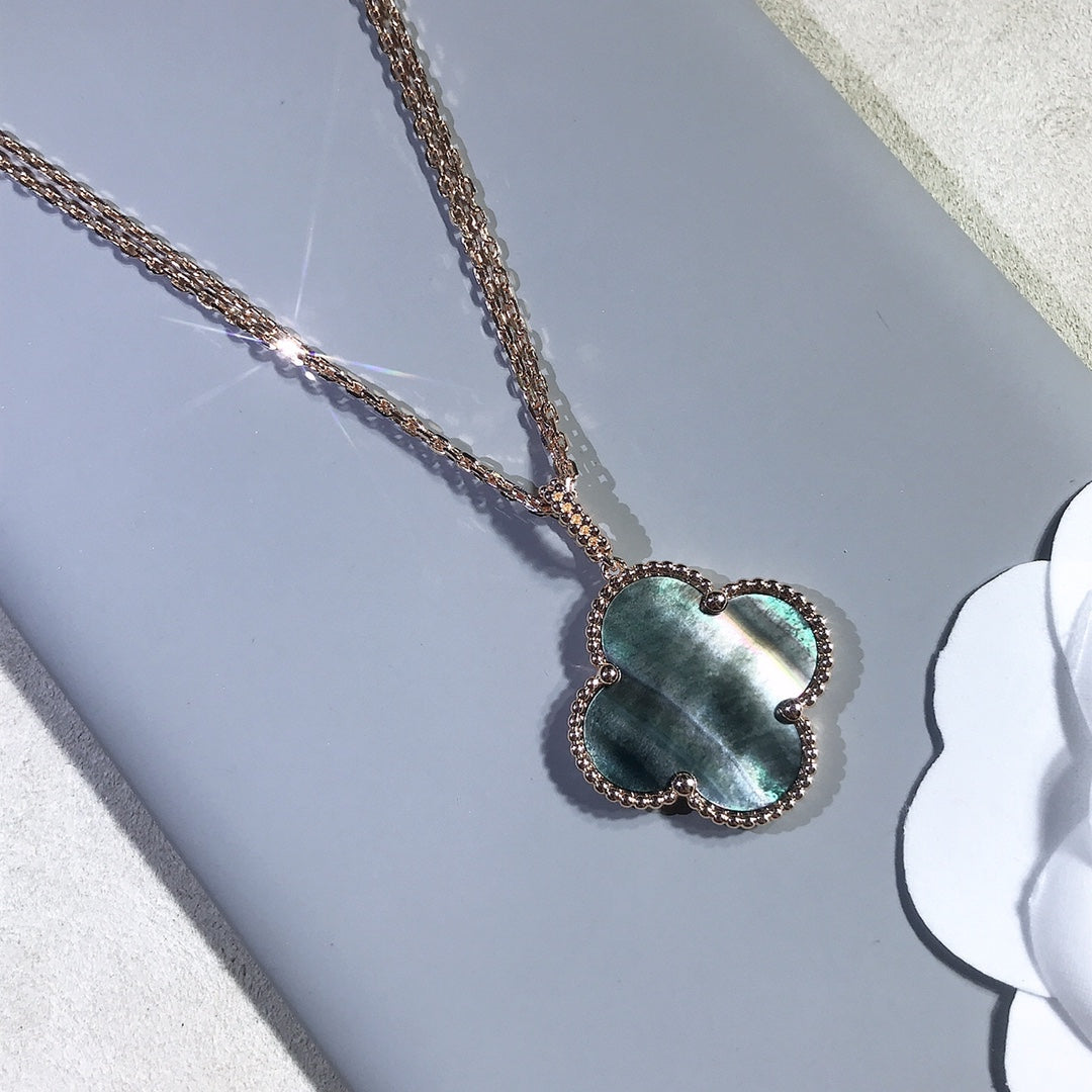 [Regal Gem]CLOVER 25MM GOLD DARK MOP BIG CLOVER NECKLACE