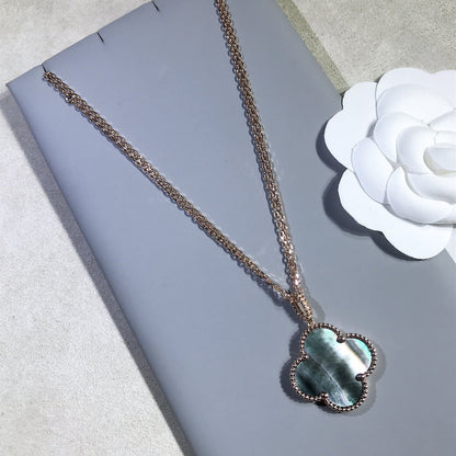 [Regal Gem]CLOVER 25MM GOLD DARK MOP BIG CLOVER NECKLACE