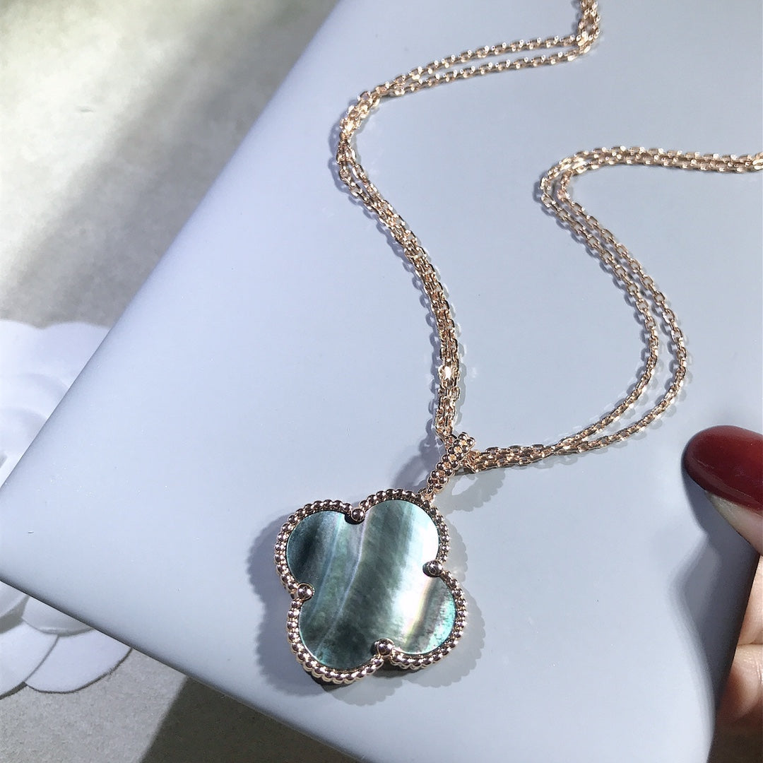 [Regal Gem]CLOVER 25MM GOLD DARK MOP BIG CLOVER NECKLACE