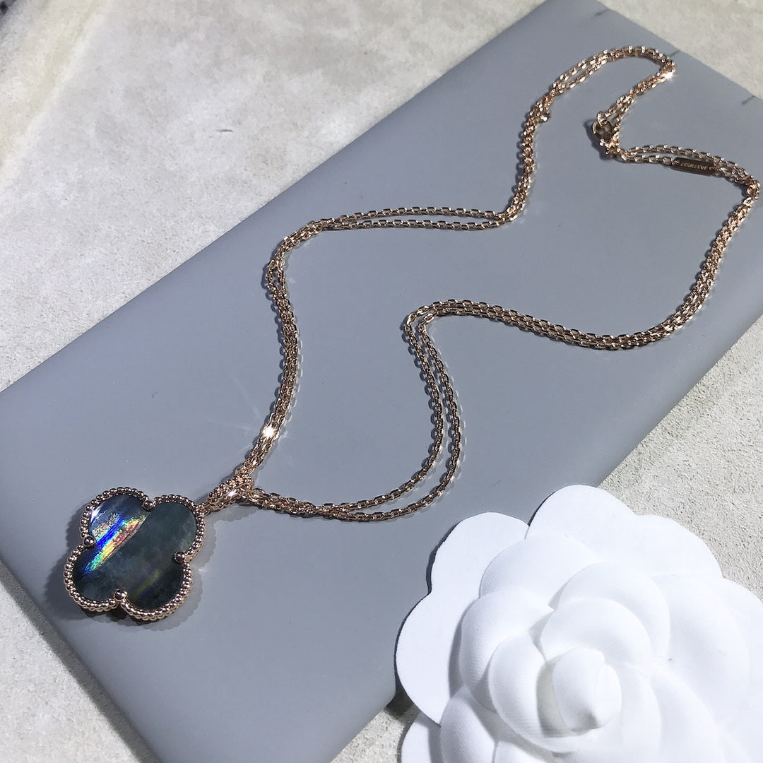 [Regal Gem]CLOVER 25MM GOLD DARK MOP BIG CLOVER NECKLACE